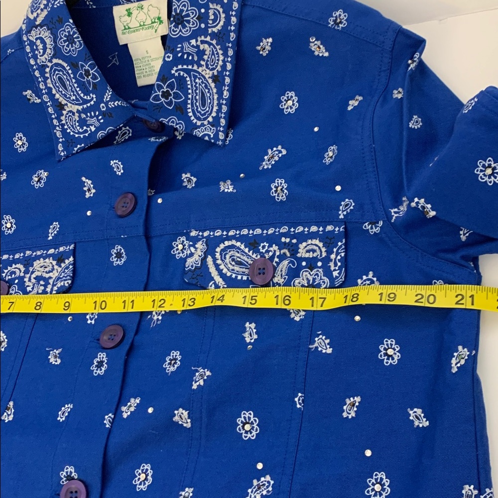 The Quacker Factory Size Small QVC Blue Jacket w/Designs & Rhinestones - Picture 12 of 12